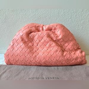 Bottega Veneta The Pouch Bag In Peach Intrecciato Leather Oversized Clutch